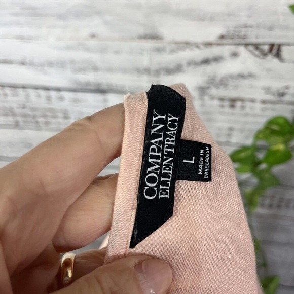 Ellen Tracy Company Tunic Blouse Large Peach Linen Sailor Beach Modest Church - Picture 13 of 13